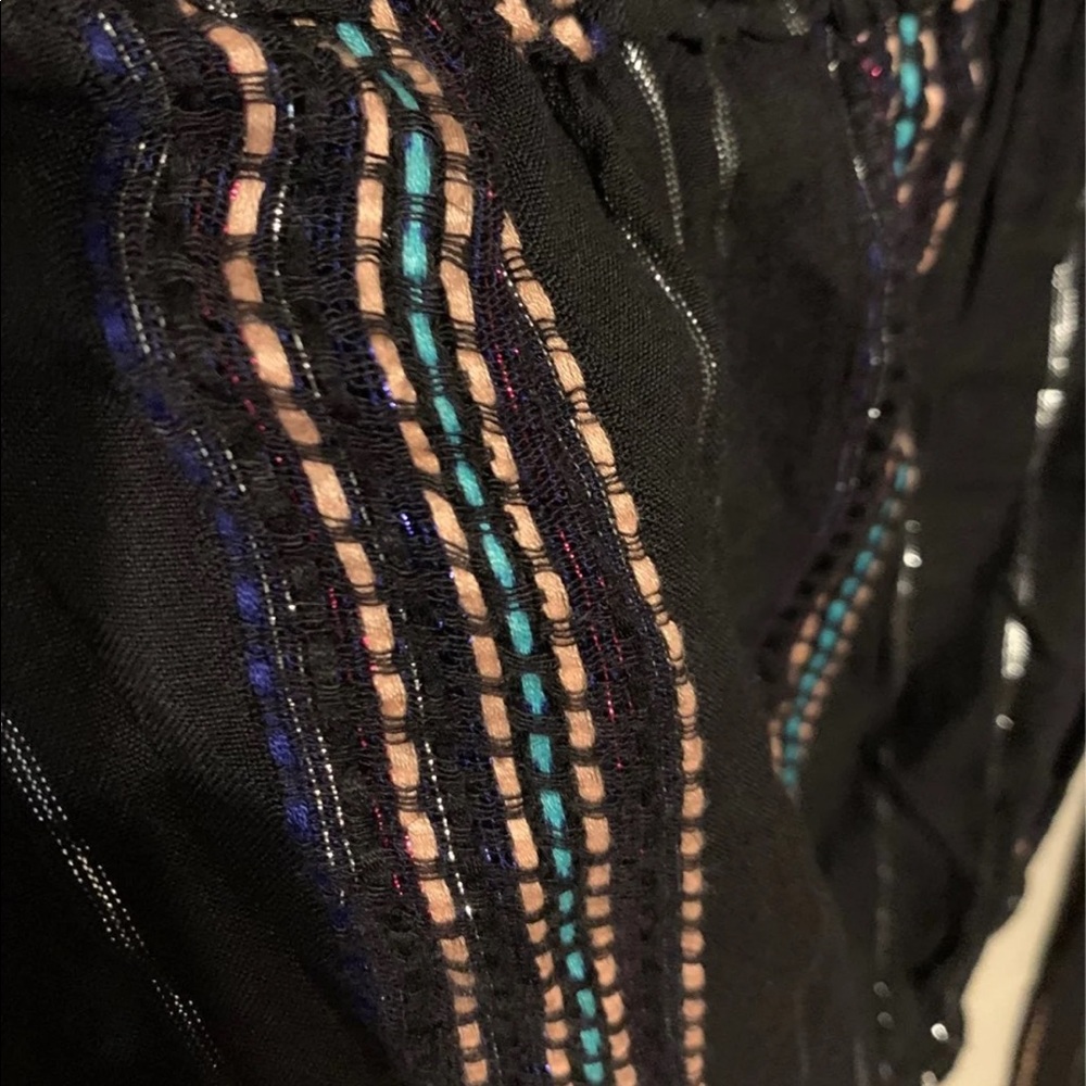 $$$$$$OLD M Elan Black Multicolor Viscose Striped High Waist Wide Leg Pants Tank - Picture 6 of 13